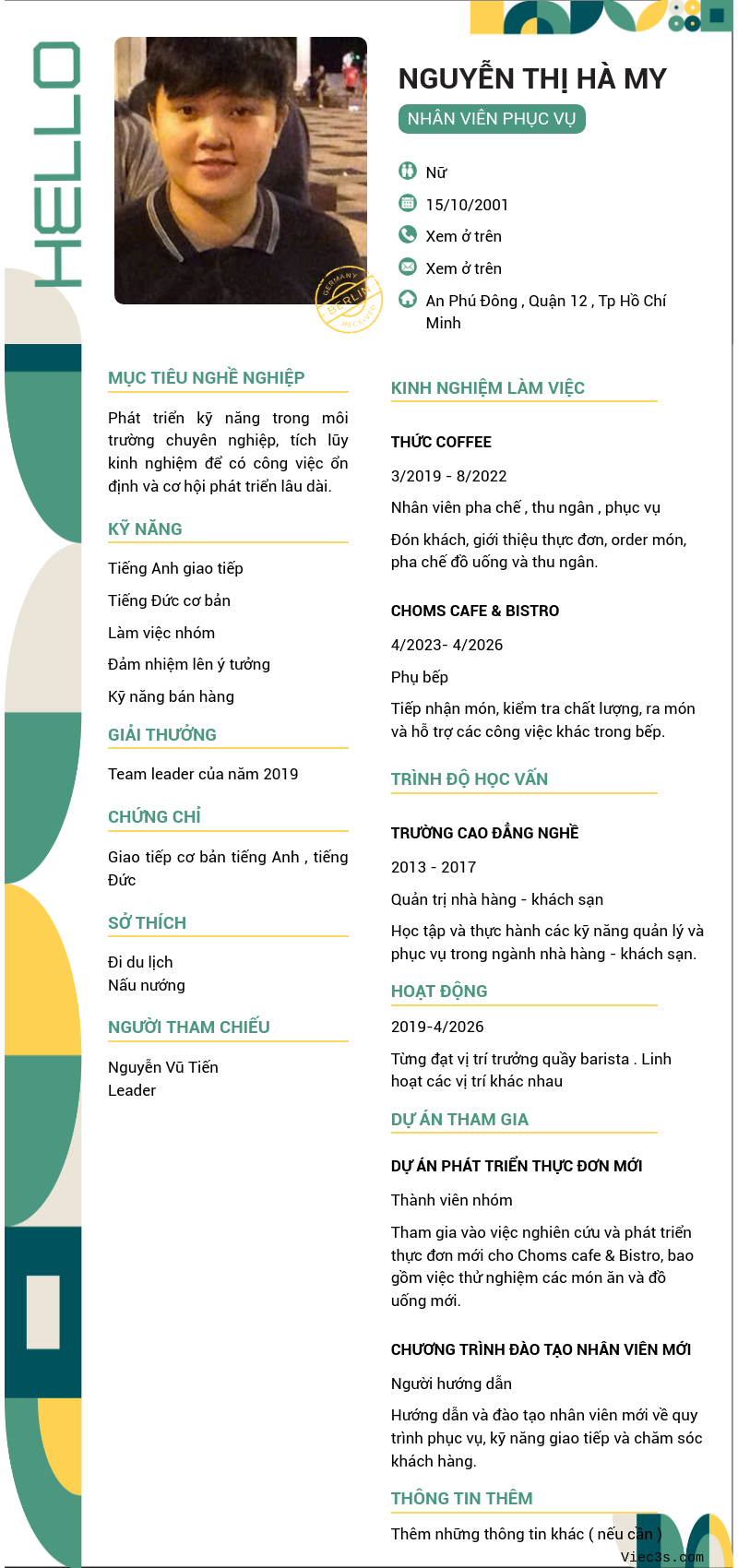CV ứng viên