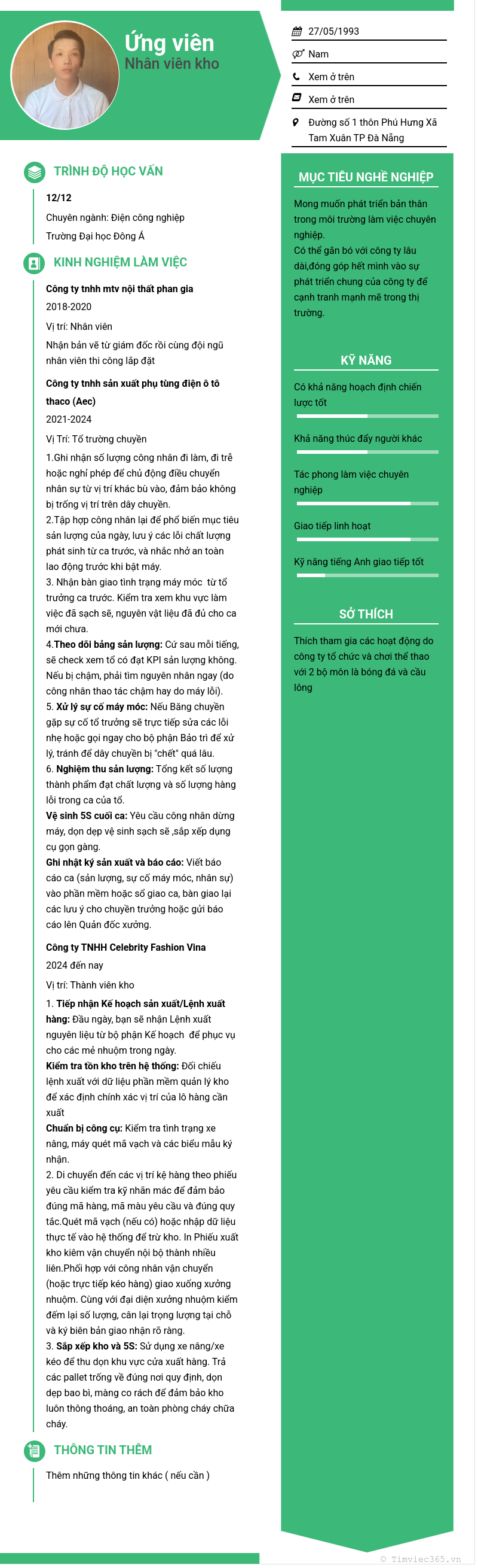 CV ứng viên