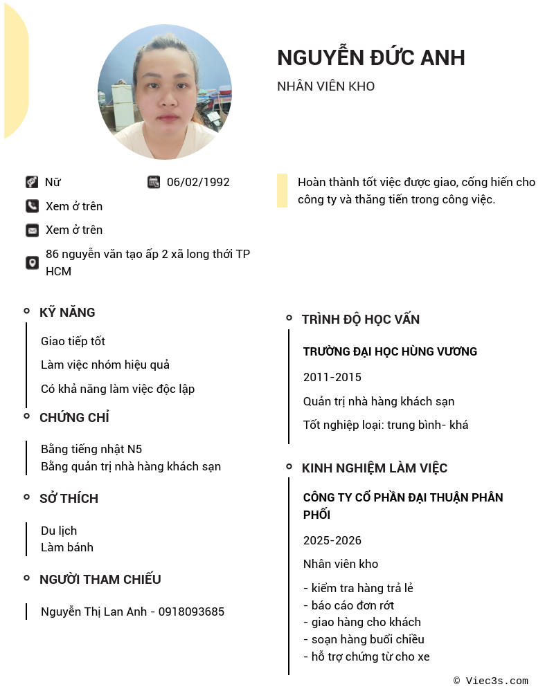 CV ứng viên