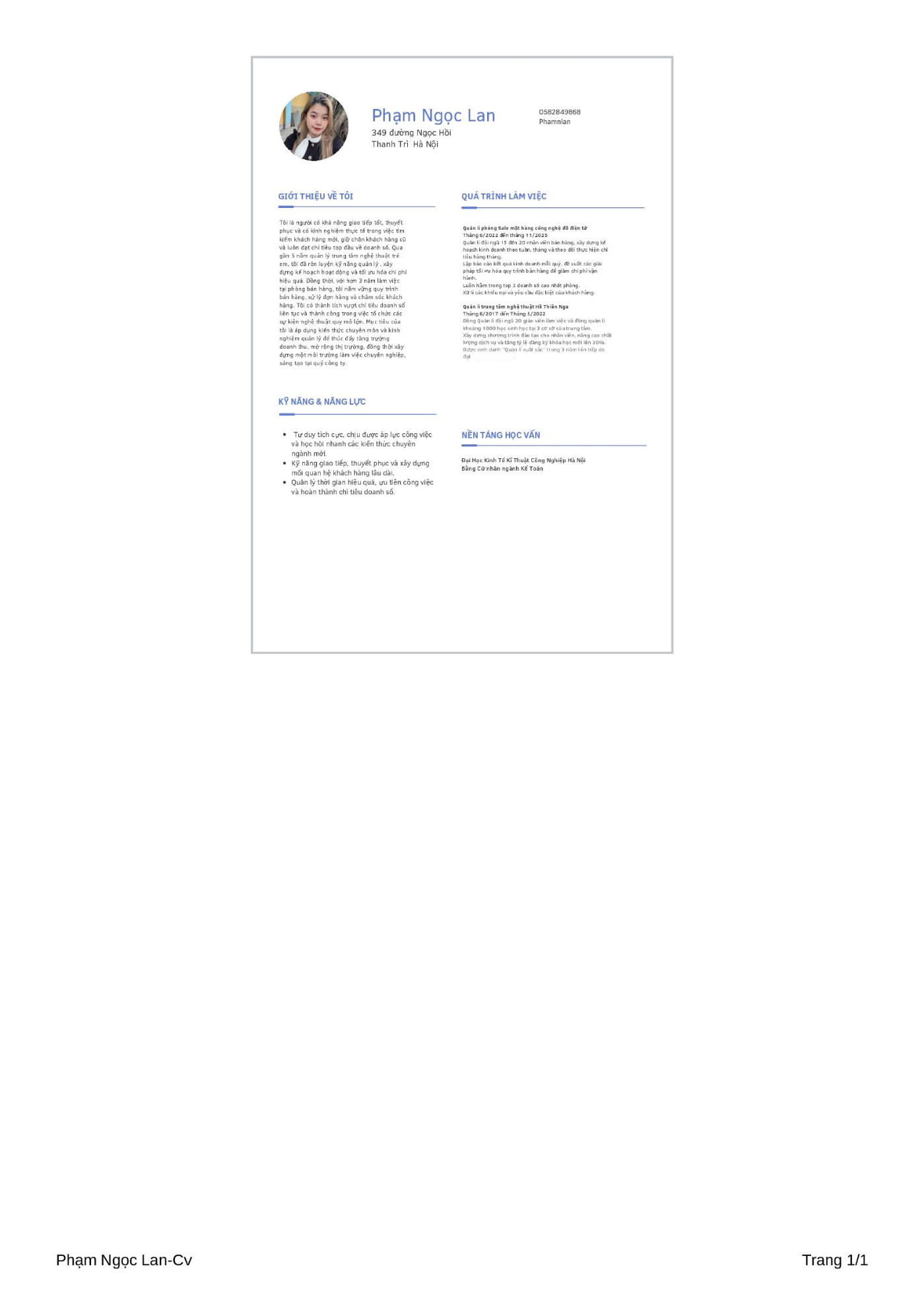 CV ứng viên