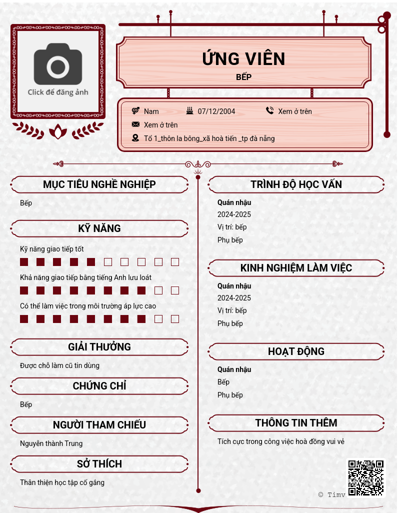 CV ứng viên