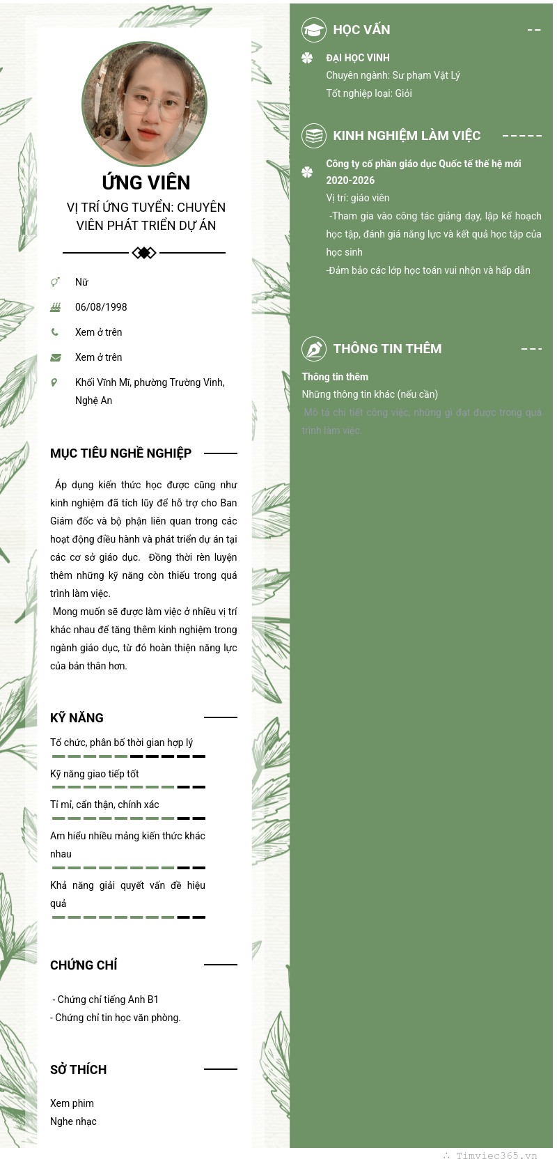 CV ứng viên