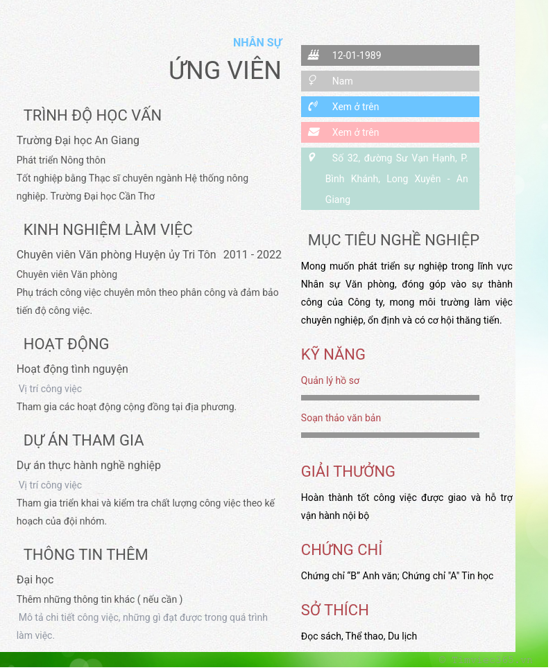 CV ứng viên