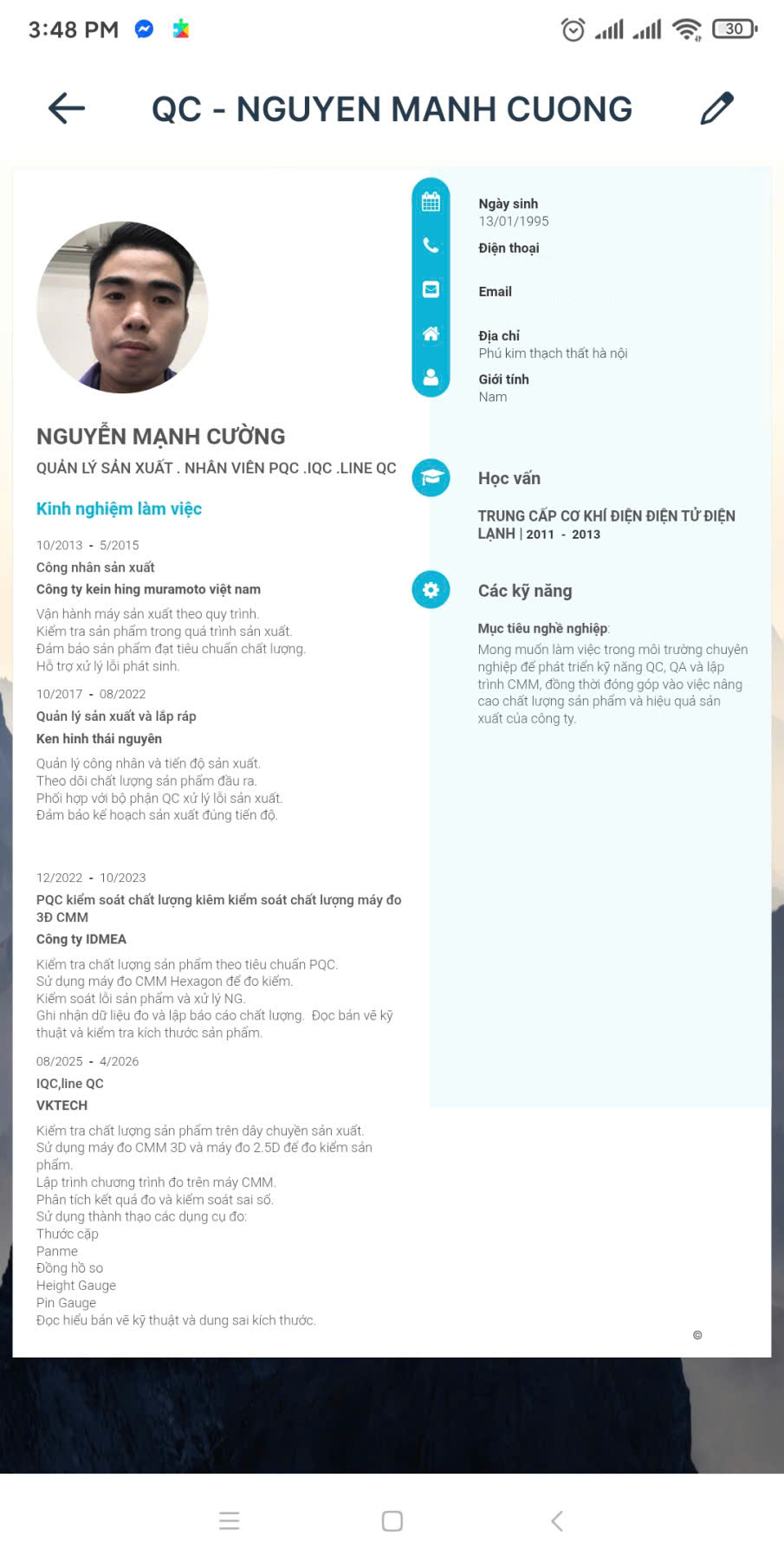 CV ứng viên