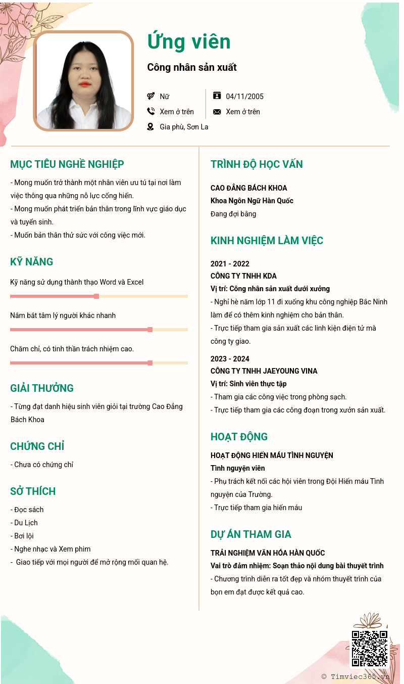 CV ứng viên