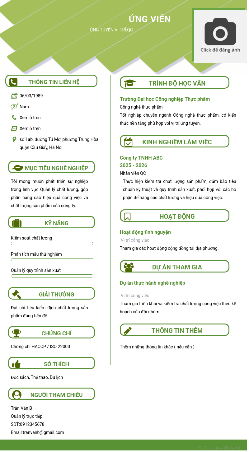 CV ứng viên