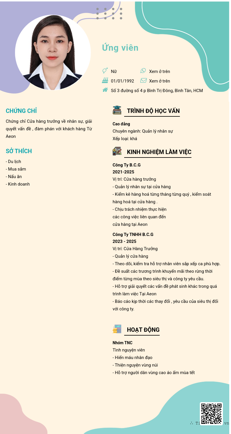 CV ứng viên
