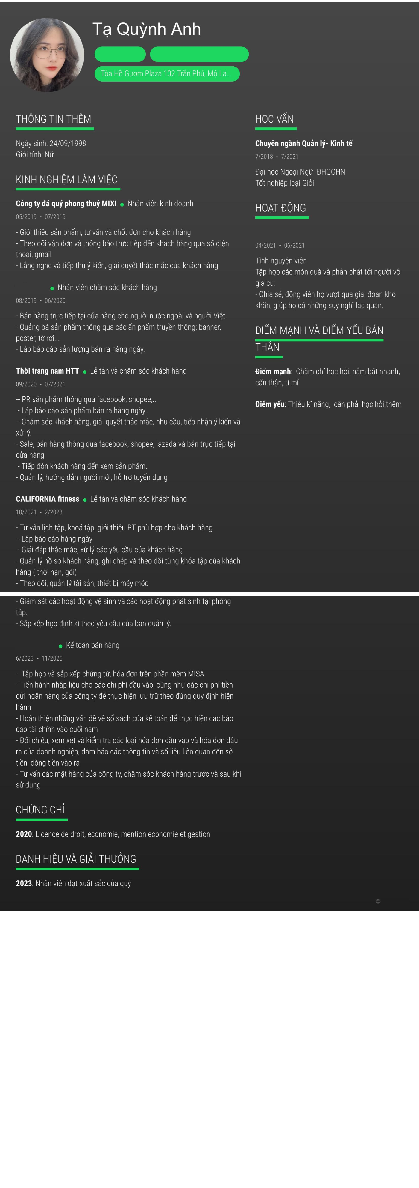 CV ứng viên