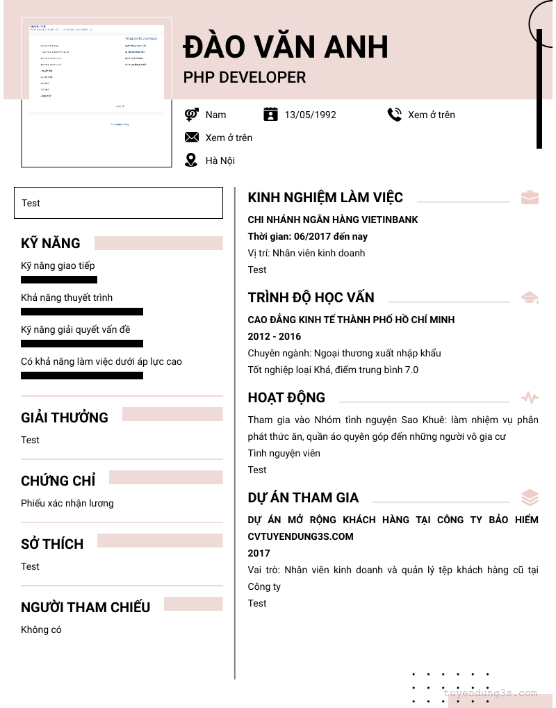 CV ứng viên