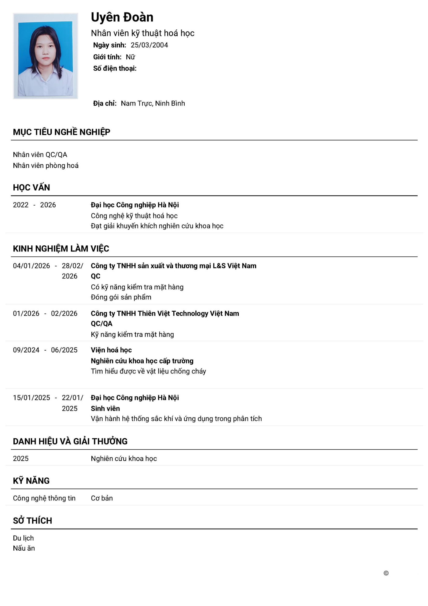 CV ứng viên