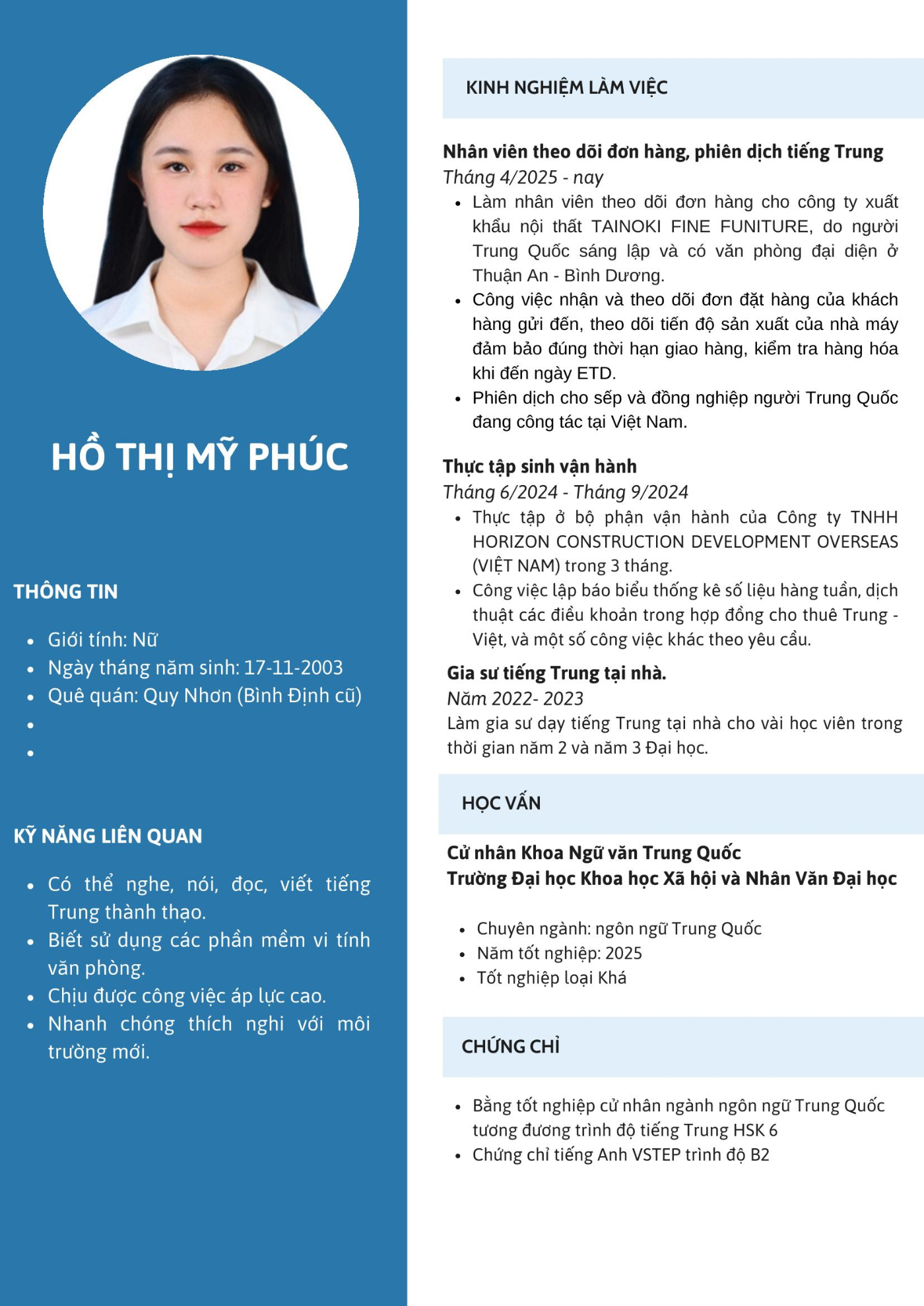 CV ứng viên