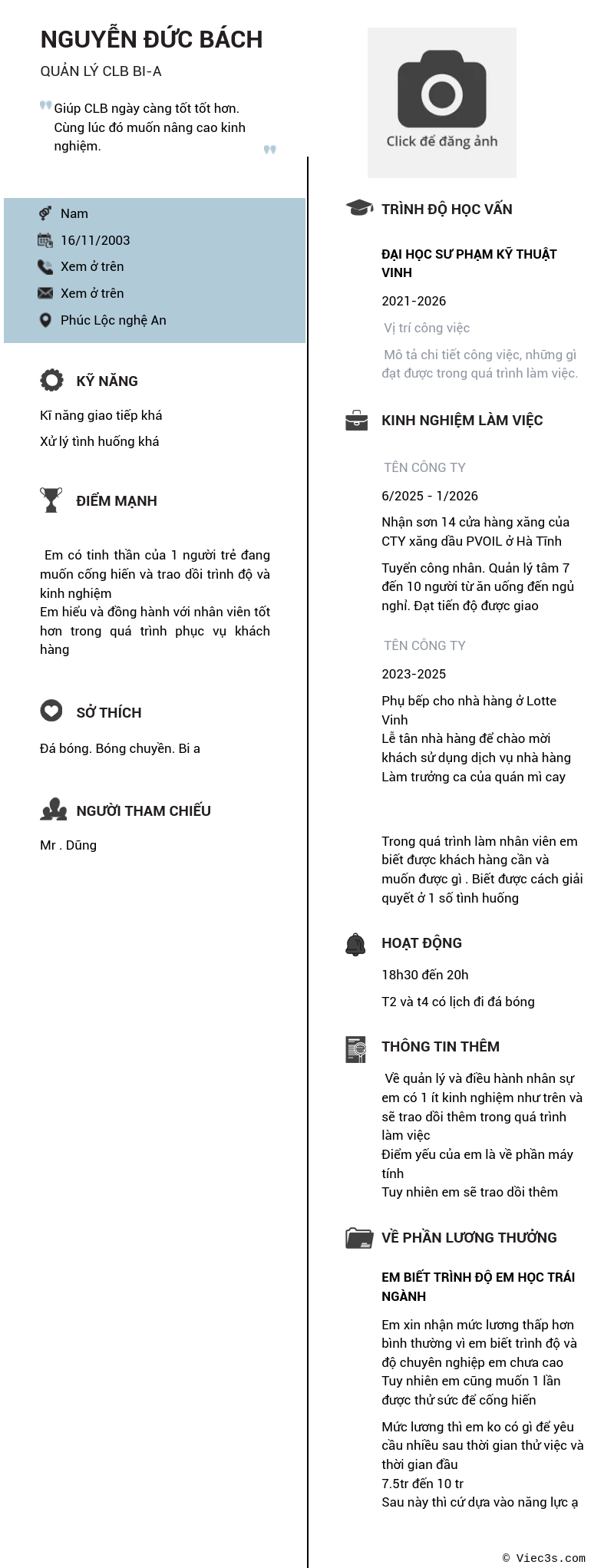 CV ứng viên