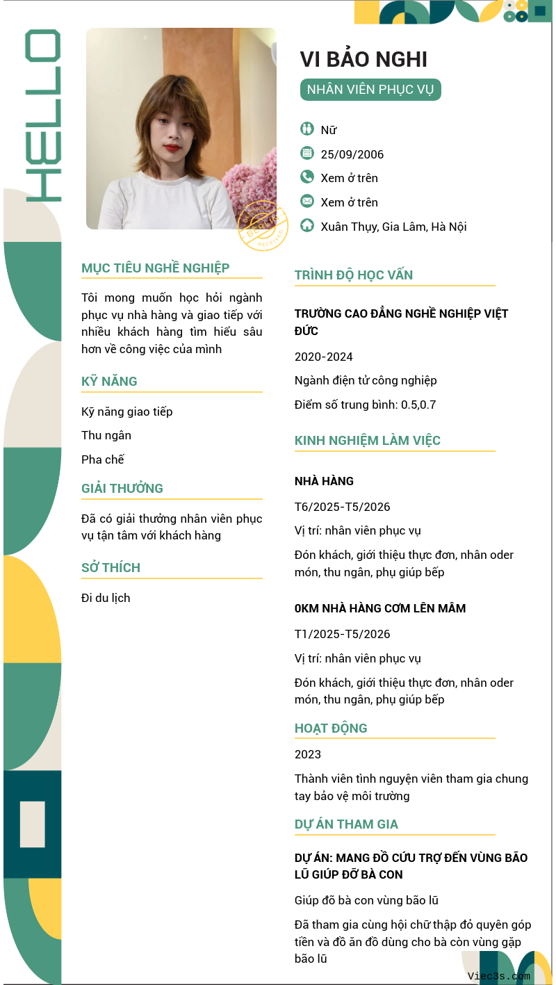 CV ứng viên