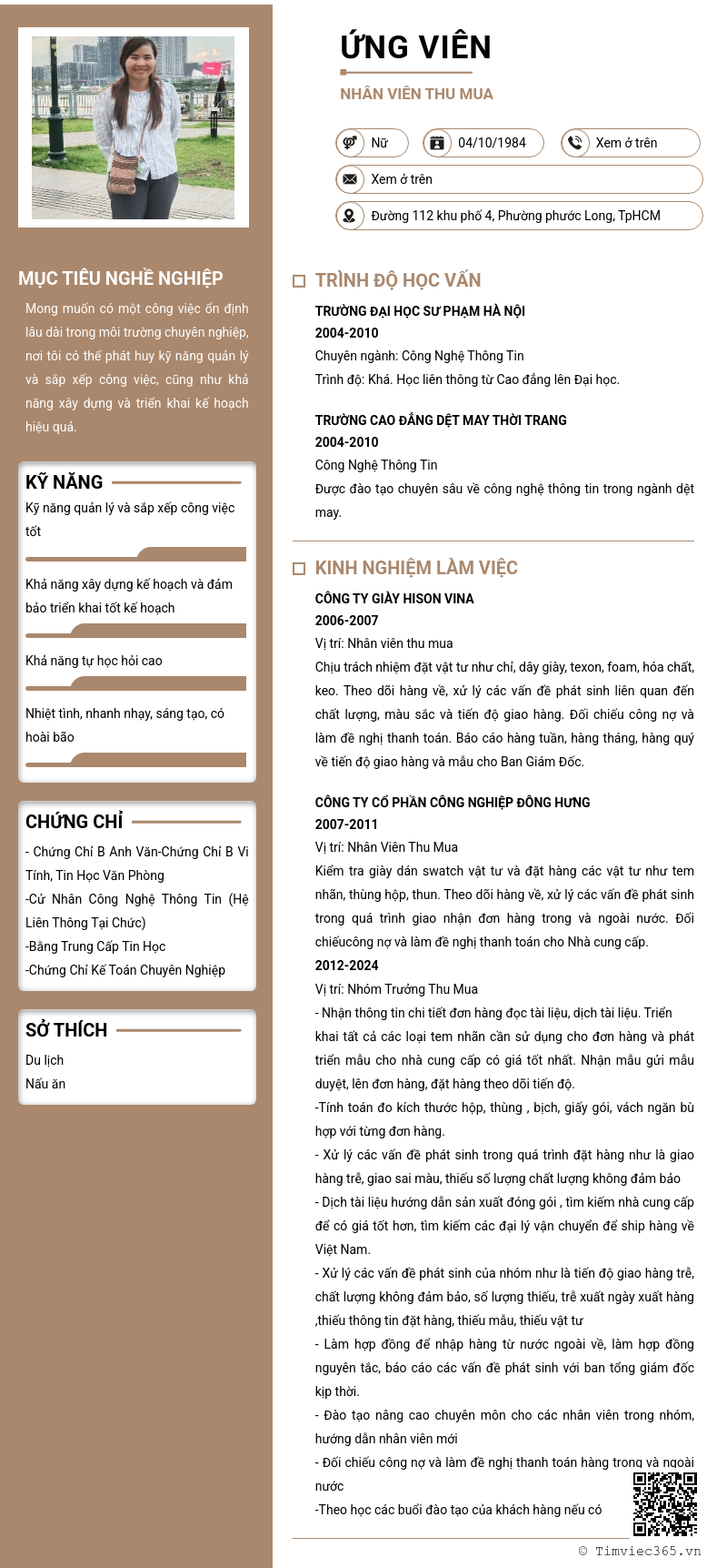 CV ứng viên