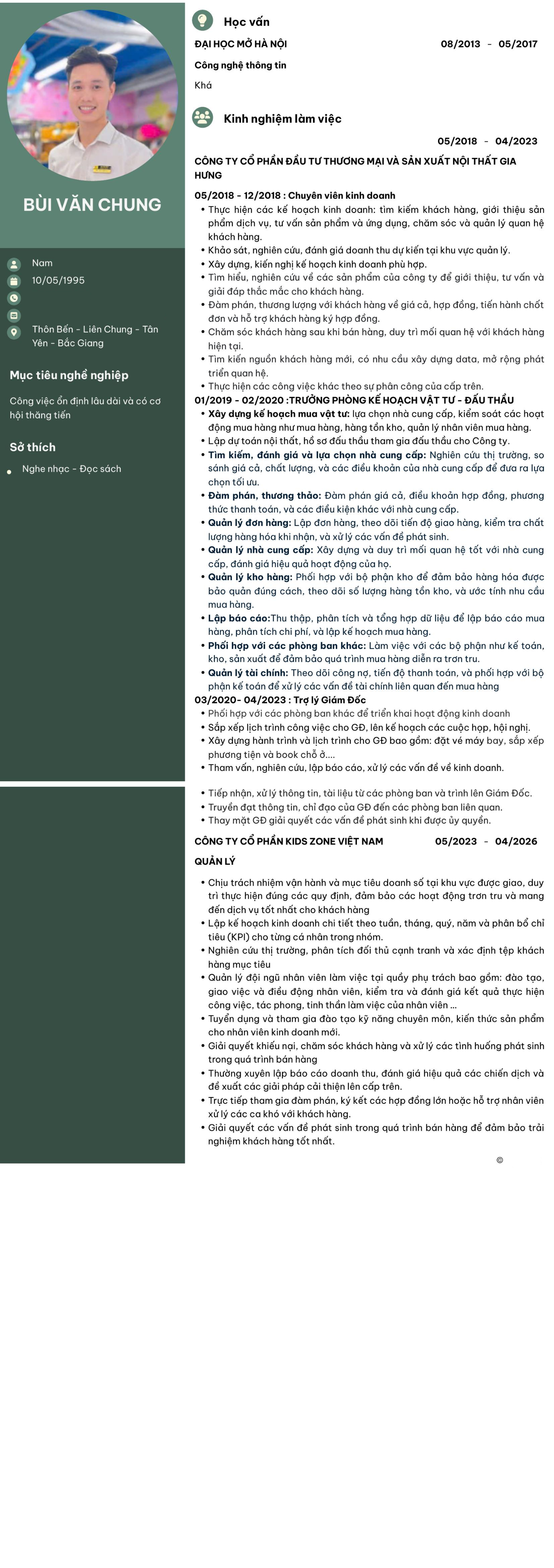 CV ứng viên