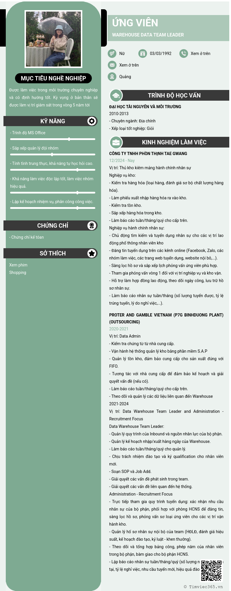 CV ứng viên