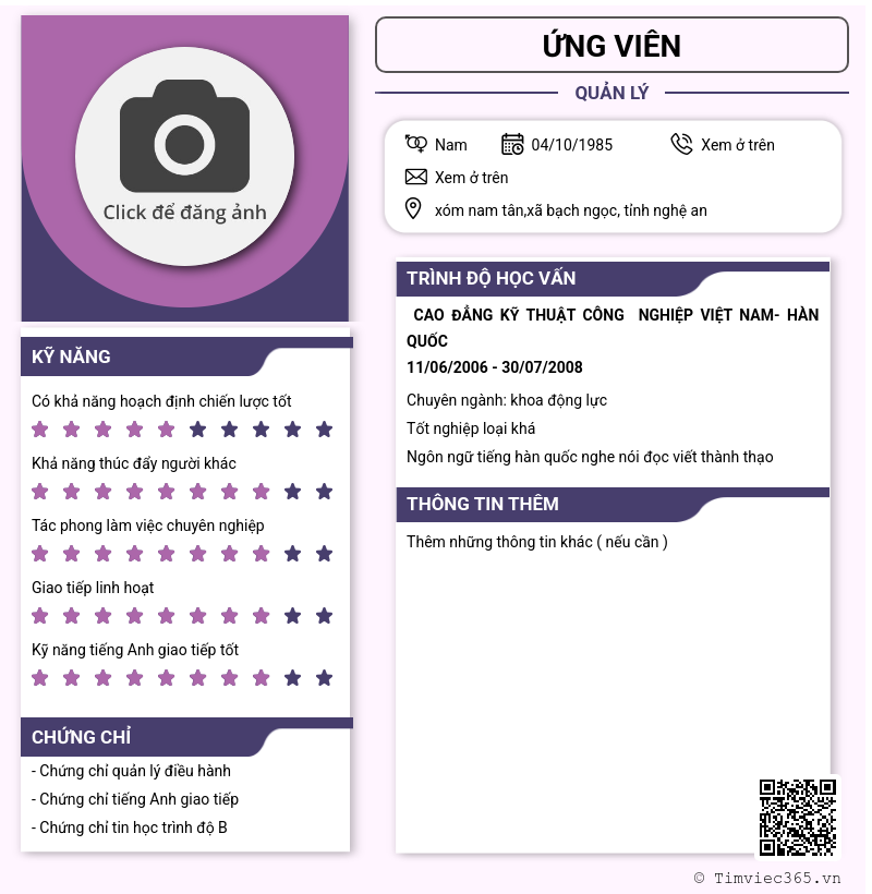 CV ứng viên