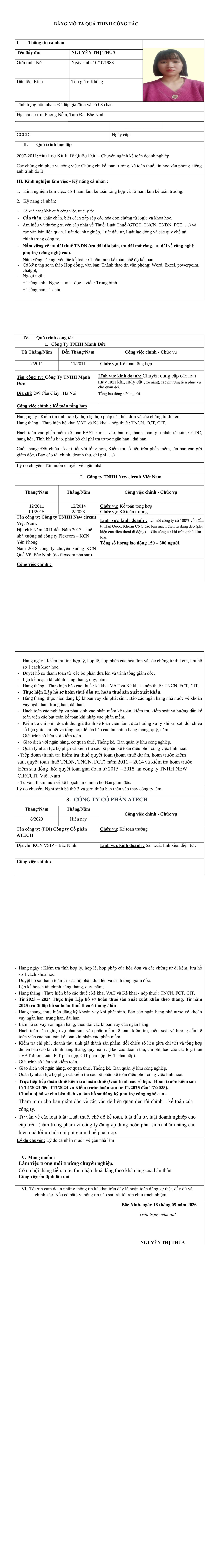 CV ứng viên