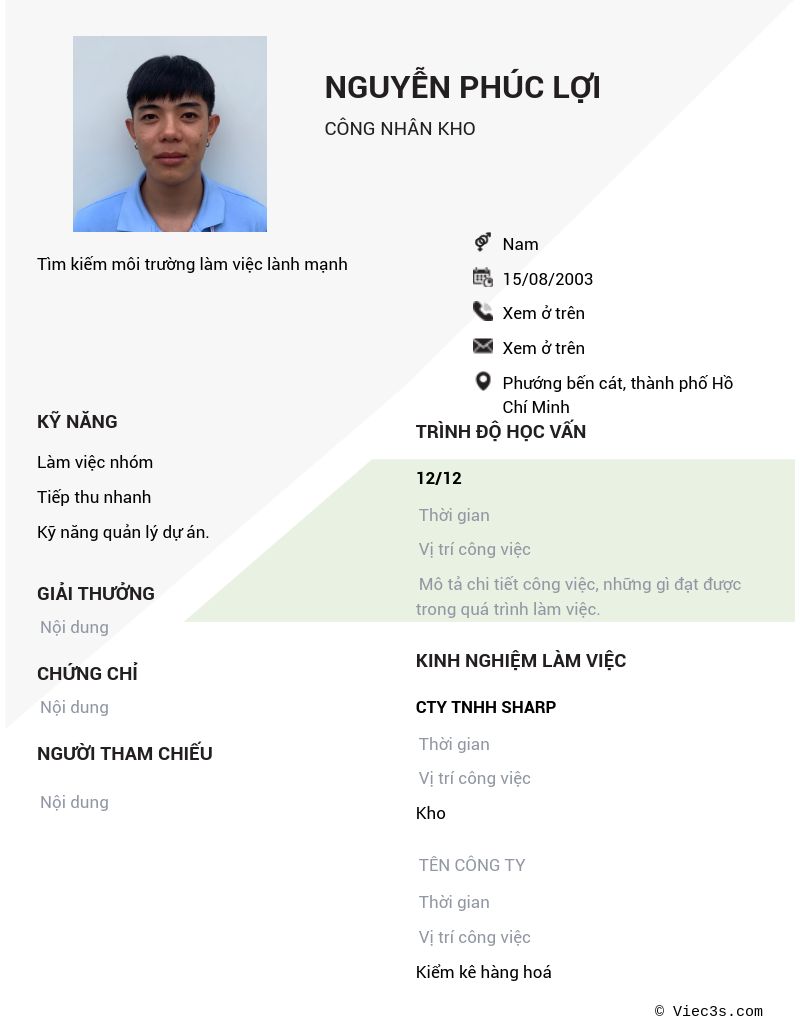 CV ứng viên