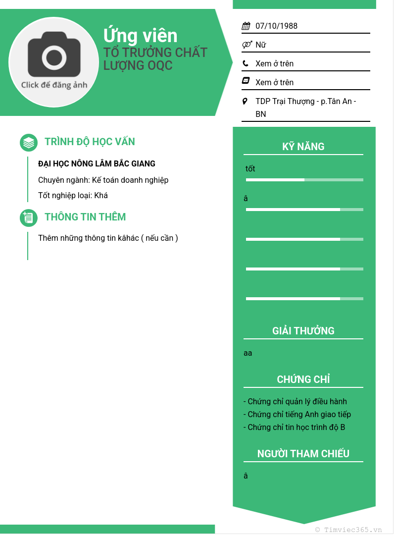 CV ứng viên