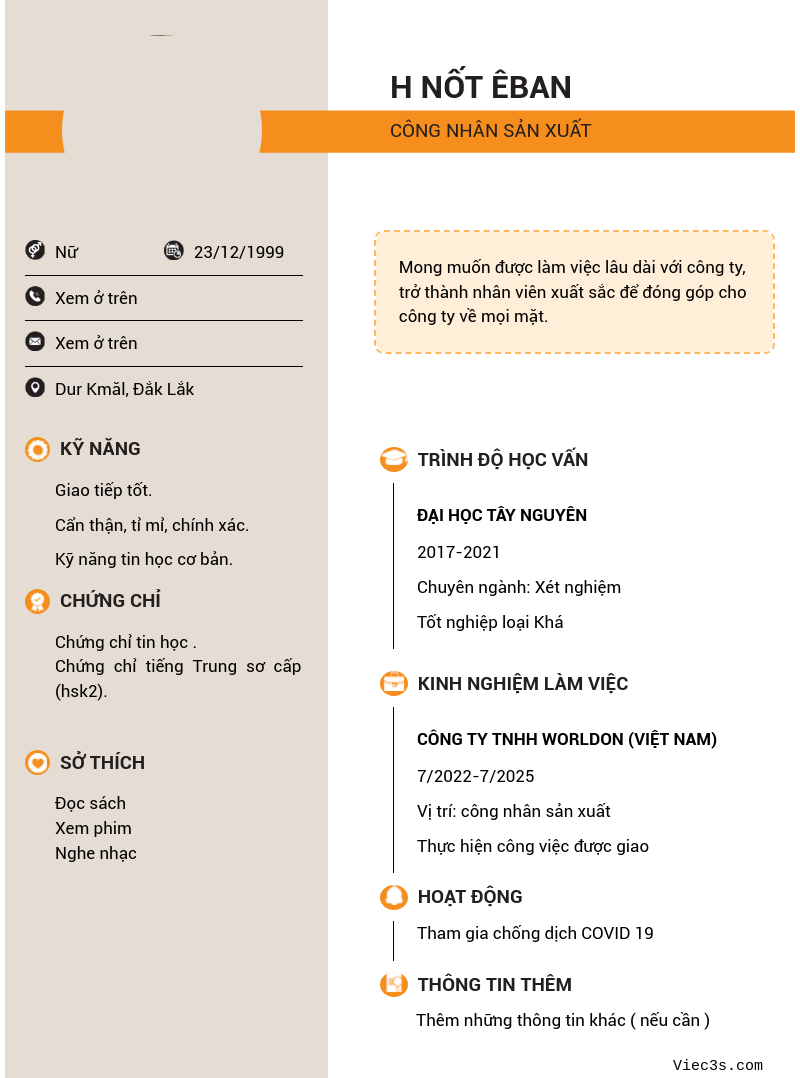 CV ứng viên