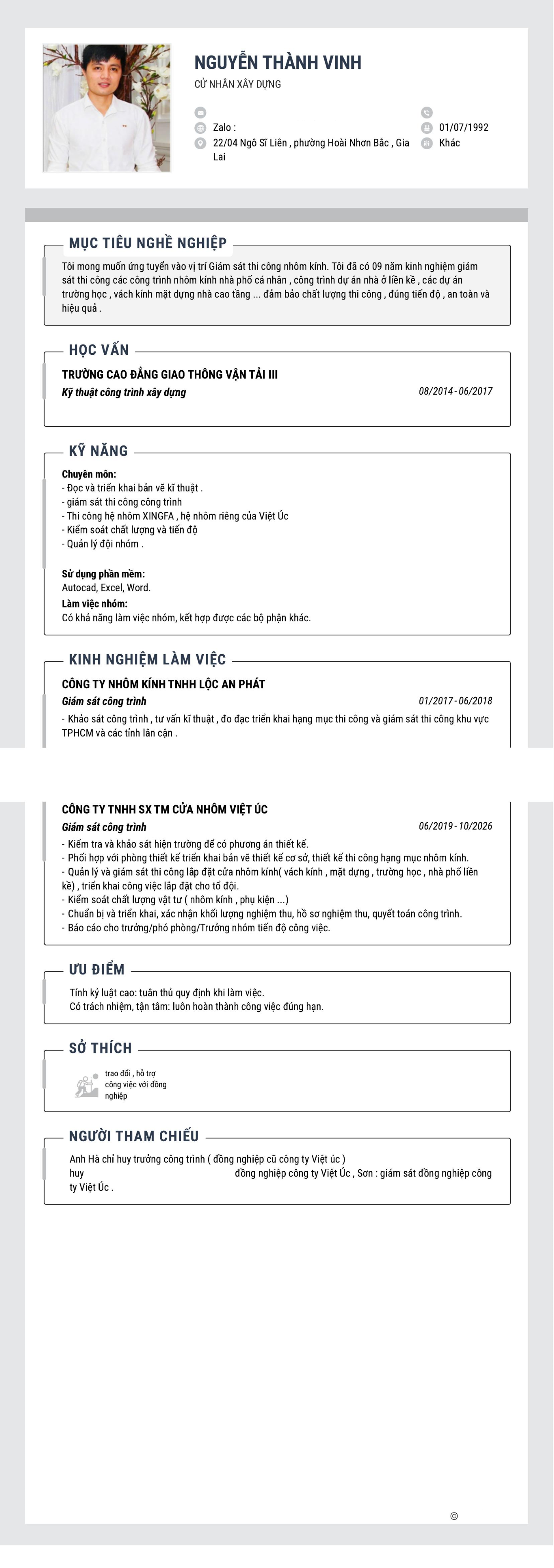 CV ứng viên