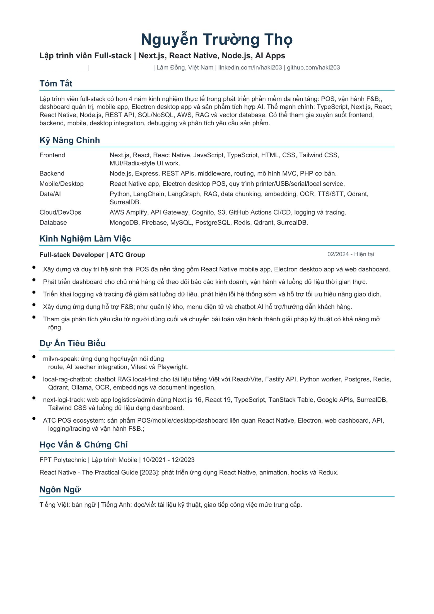 CV ứng viên