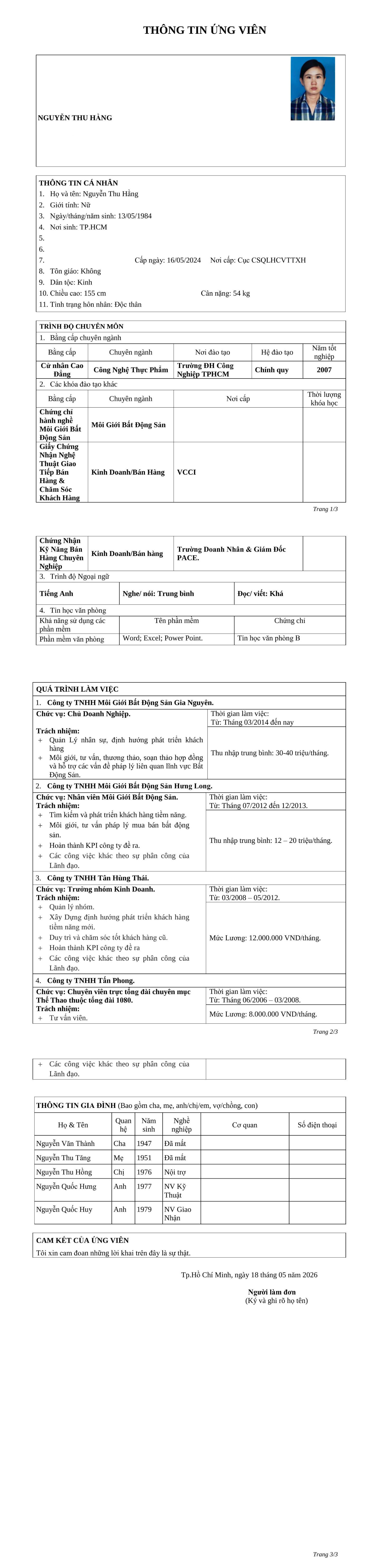 CV ứng viên