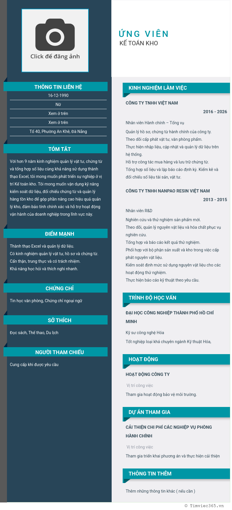 CV ứng viên