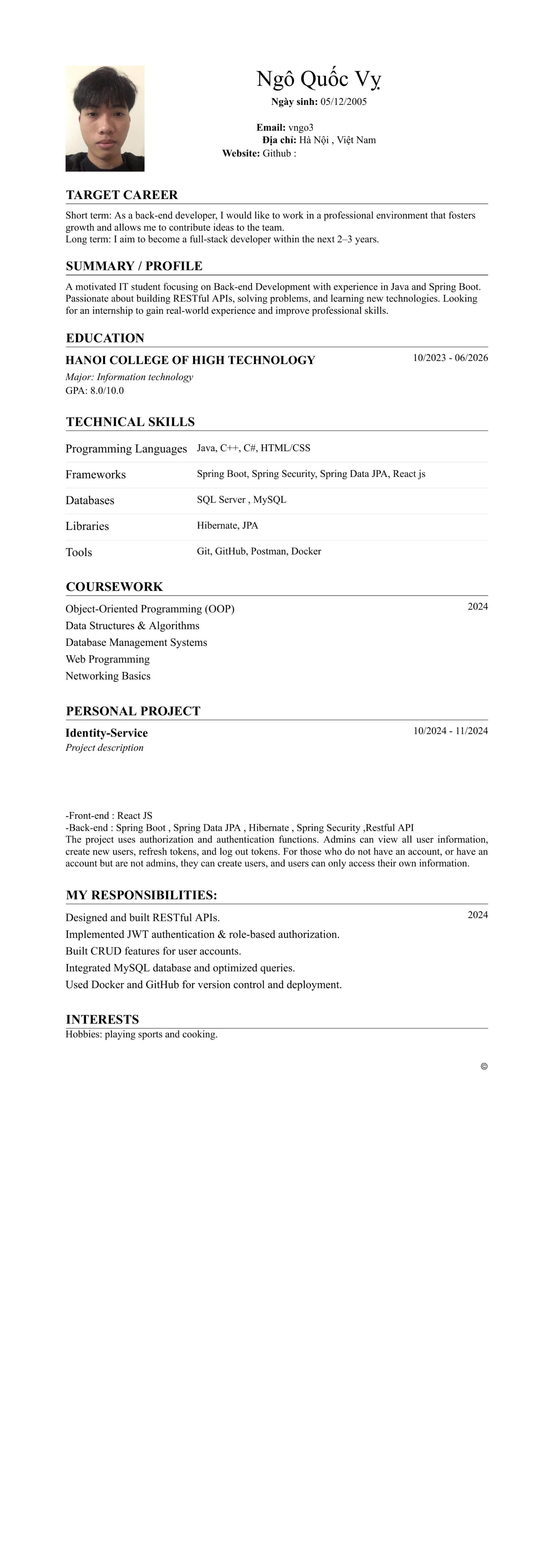CV ứng viên