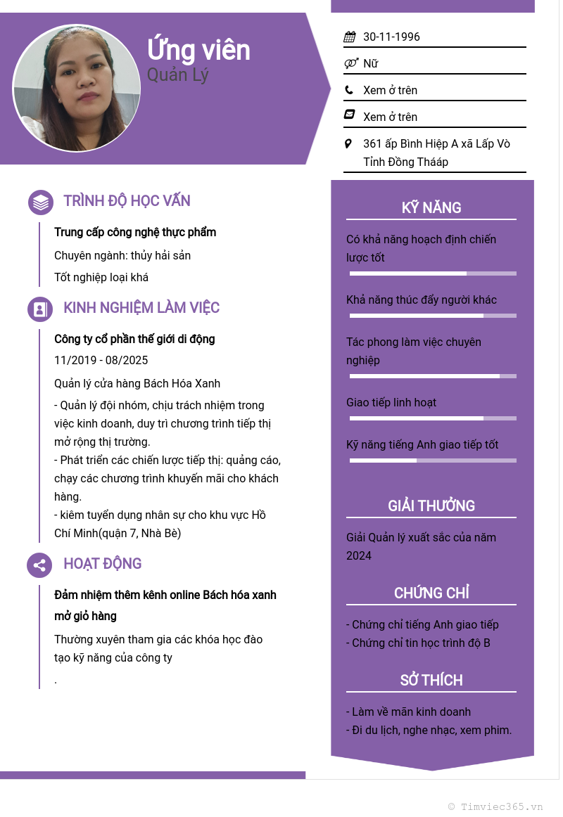 CV ứng viên
