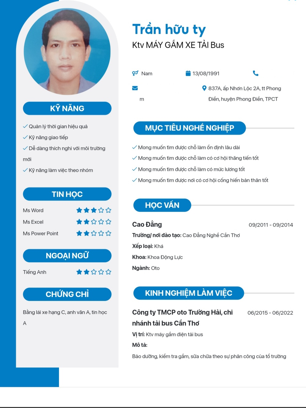 CV ứng viên
