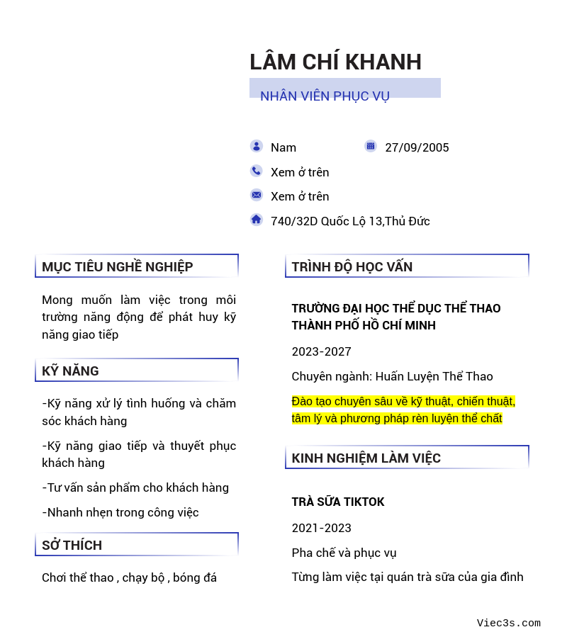 CV ứng viên