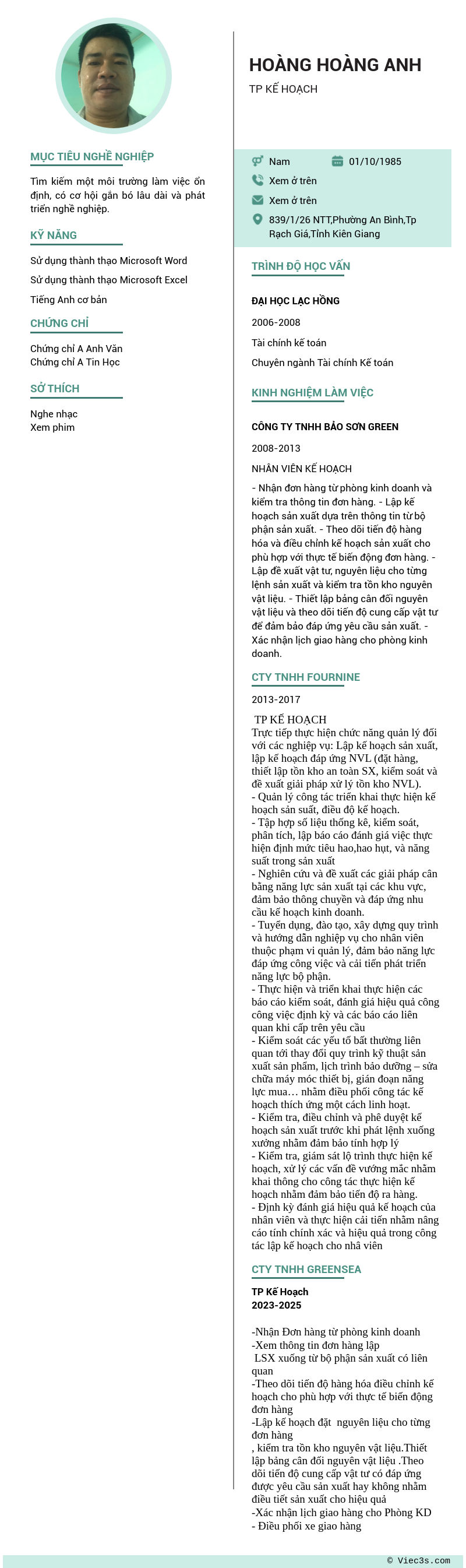 CV ứng viên