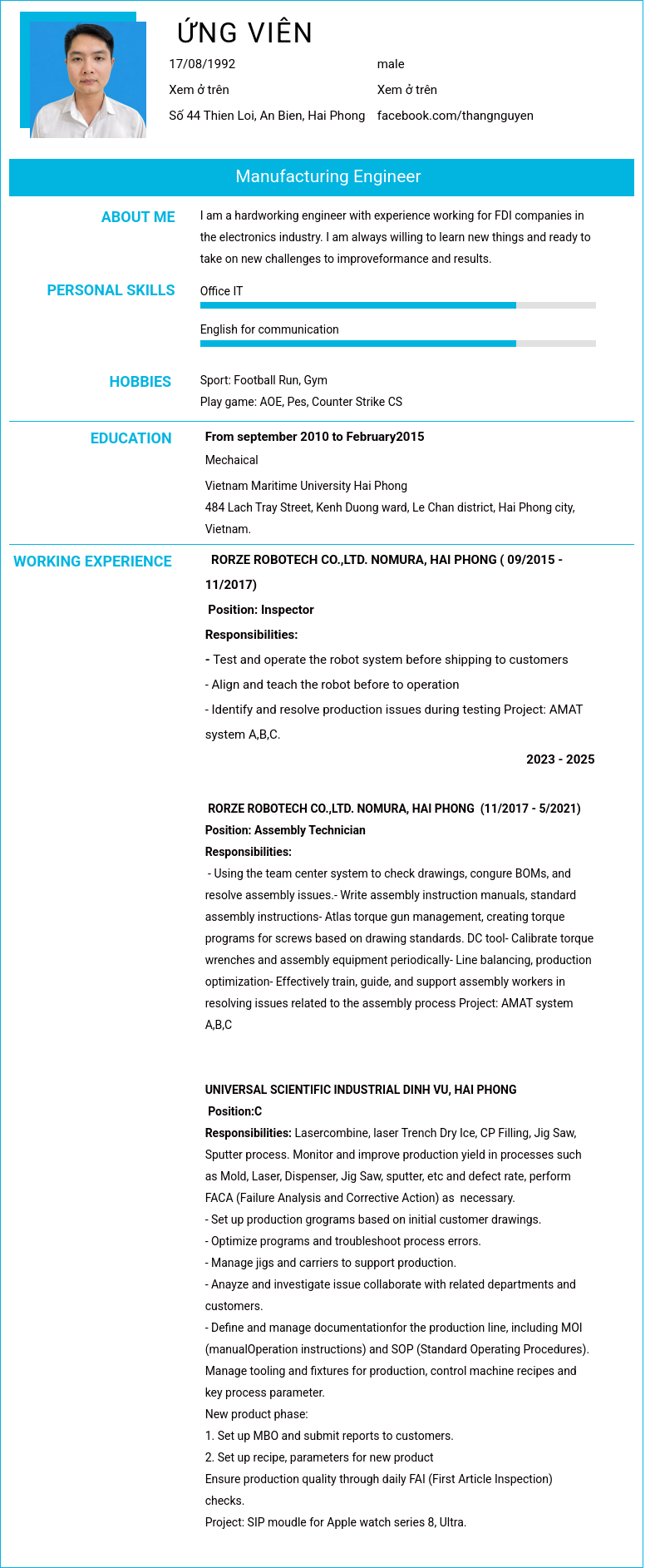 CV ứng viên