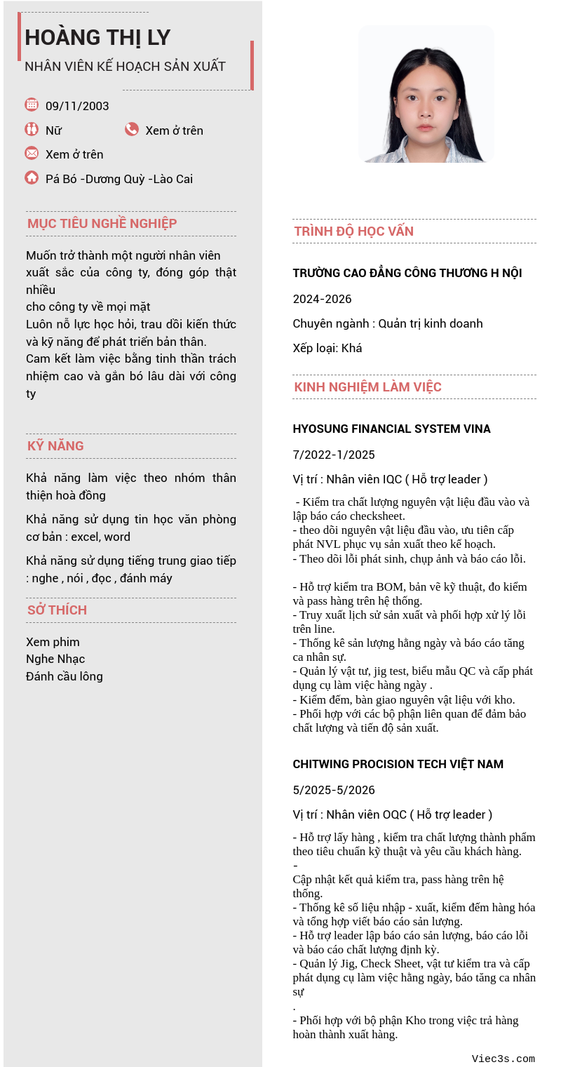 CV ứng viên