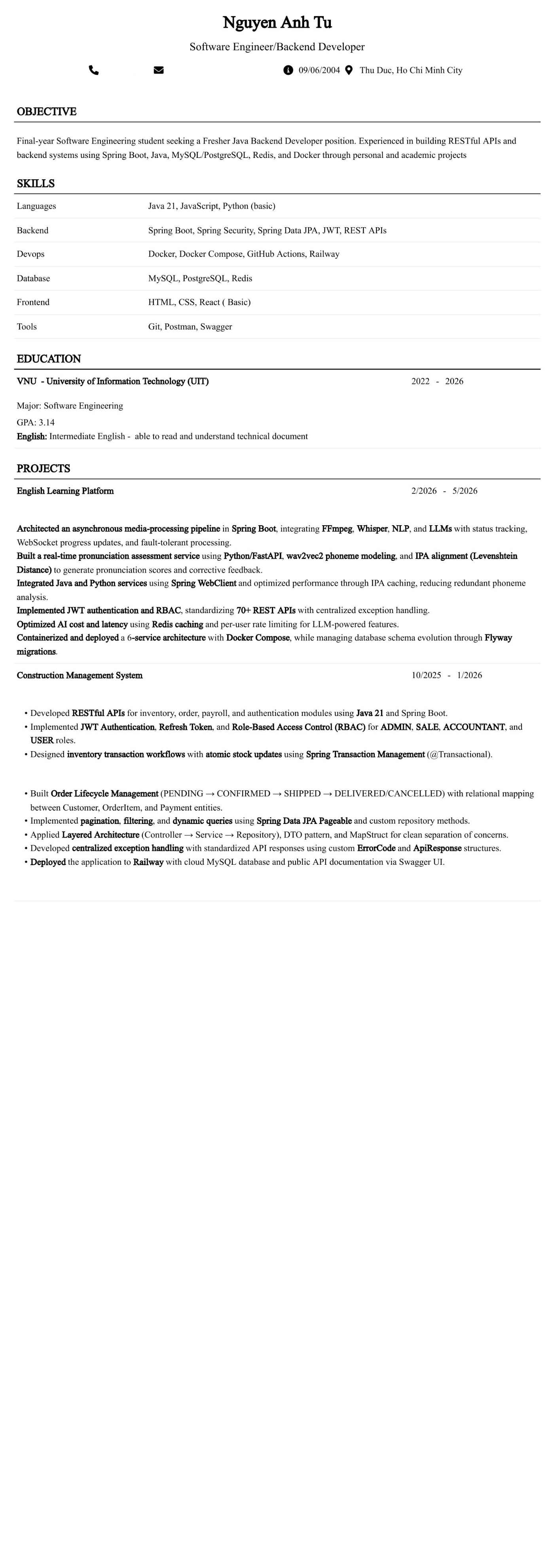 CV ứng viên