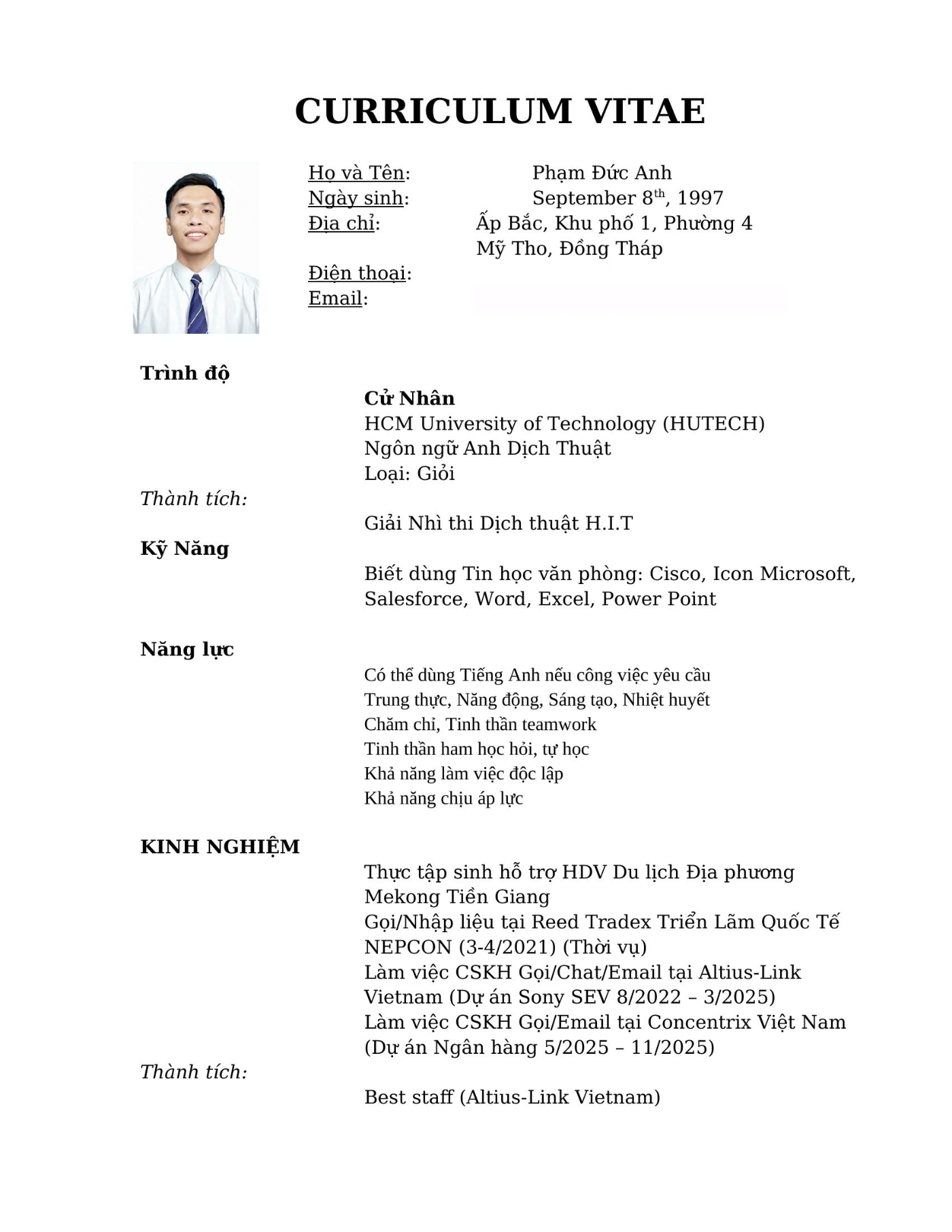 CV ứng viên
