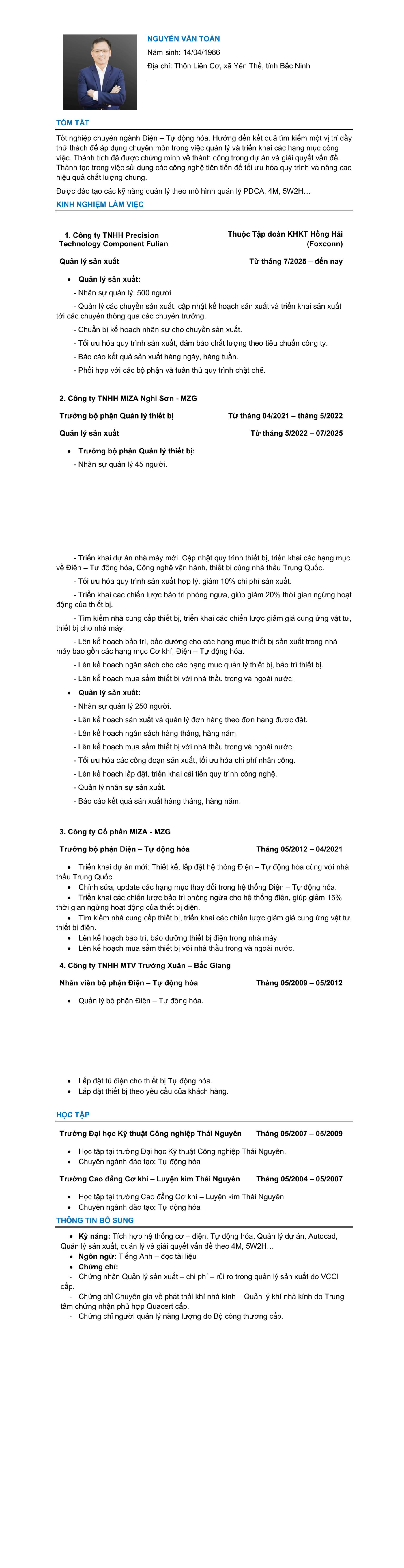 CV ứng viên