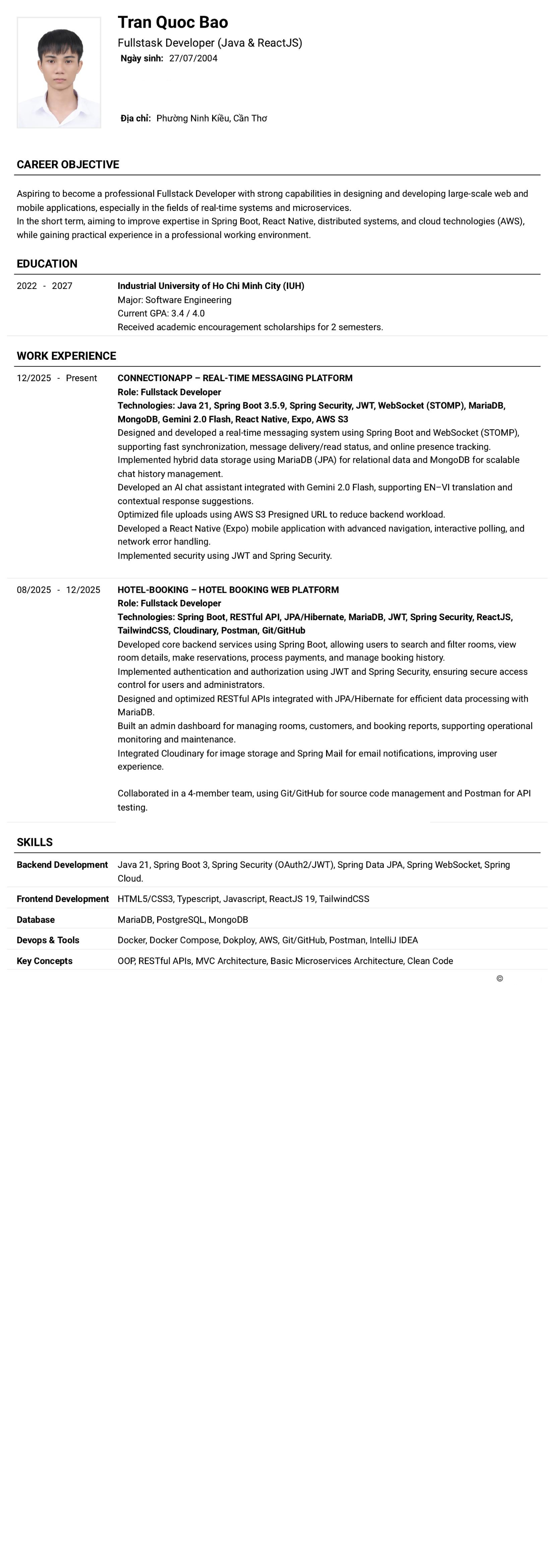 CV ứng viên