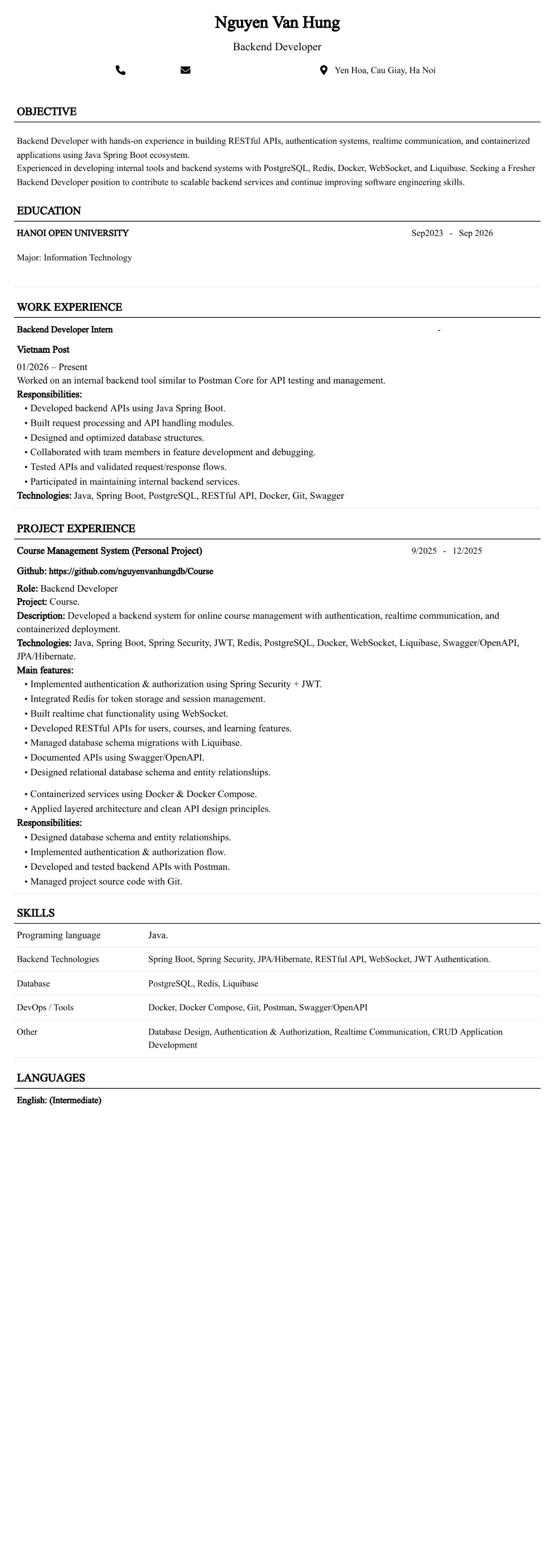 CV ứng viên