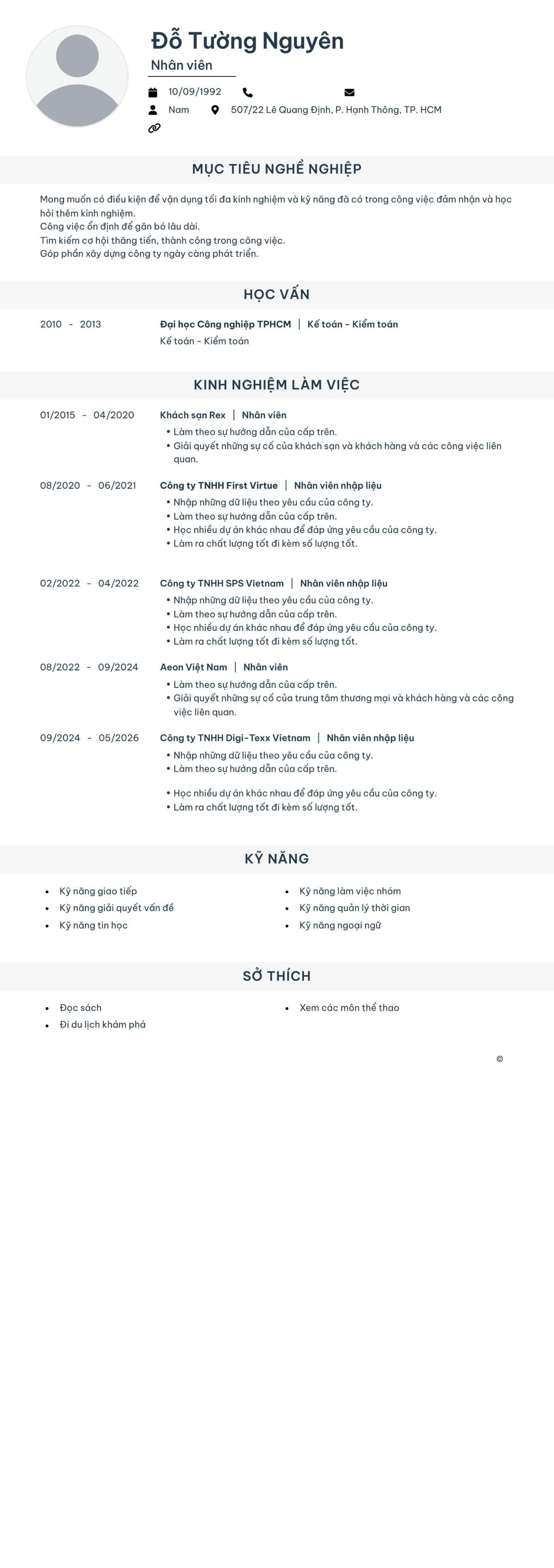 CV ứng viên