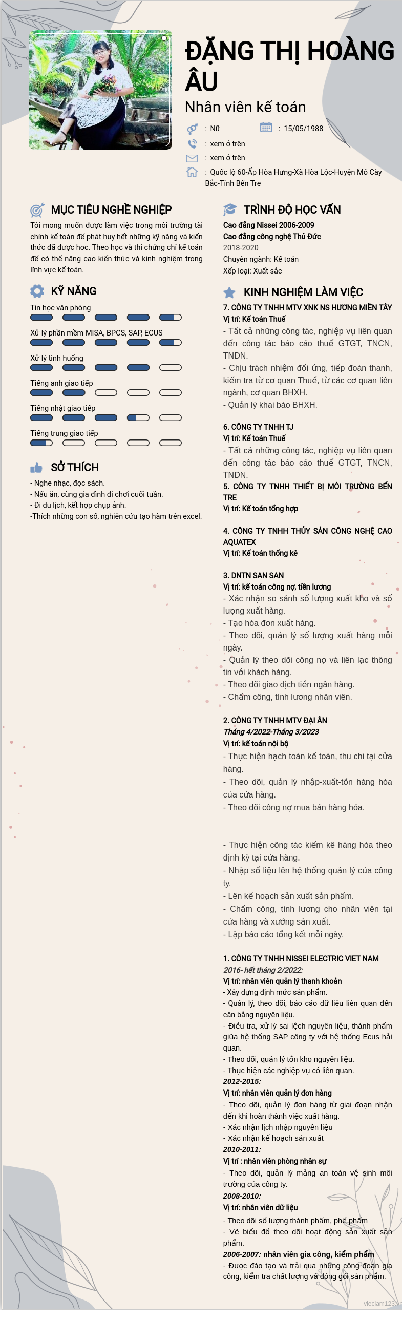 CV ứng viên