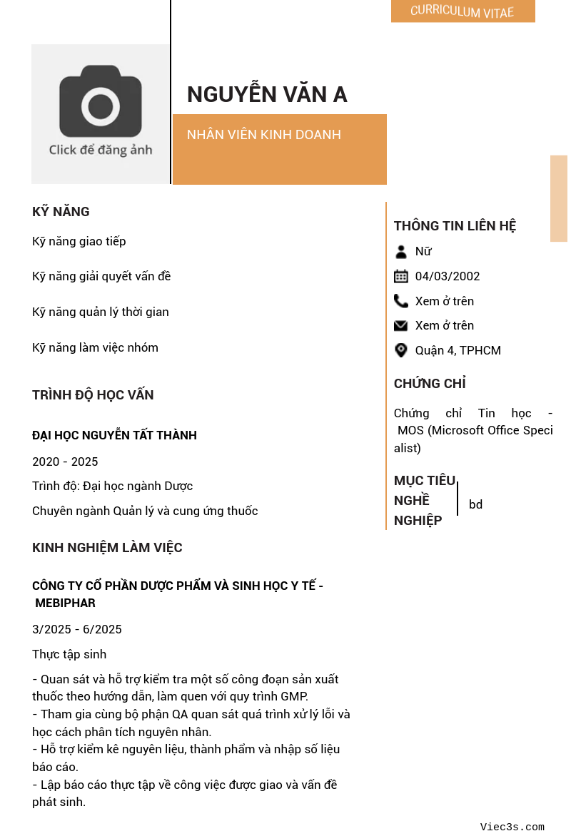 CV ứng viên