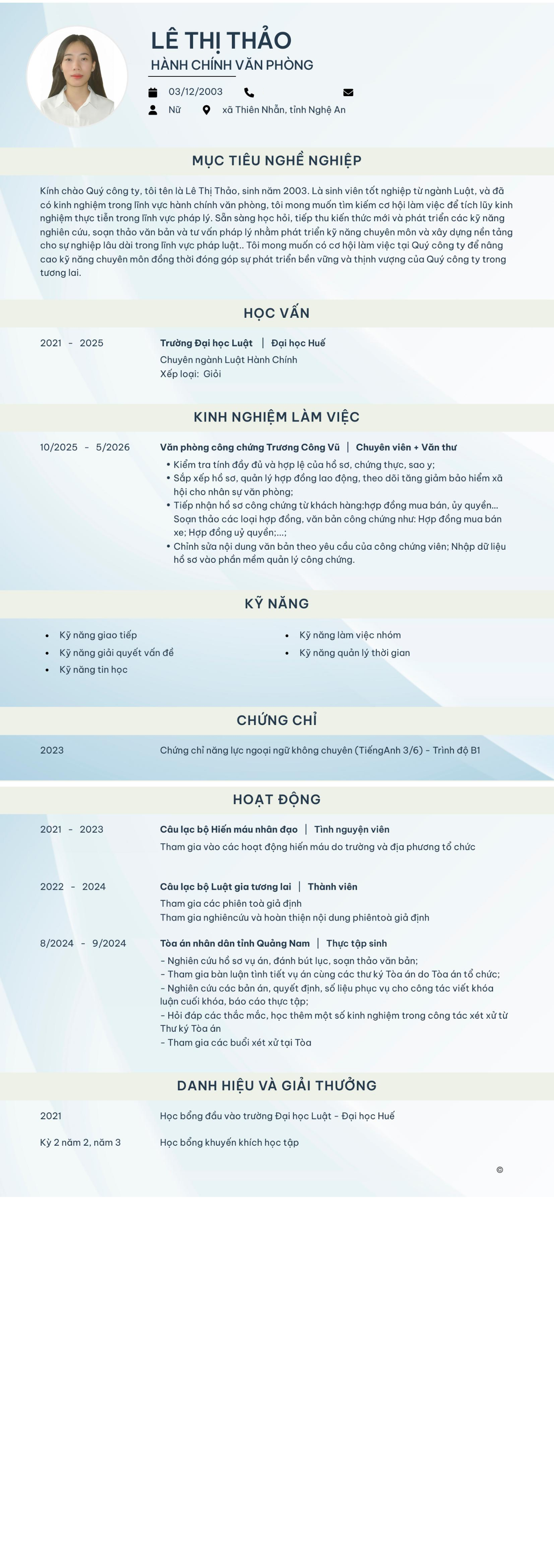 CV ứng viên