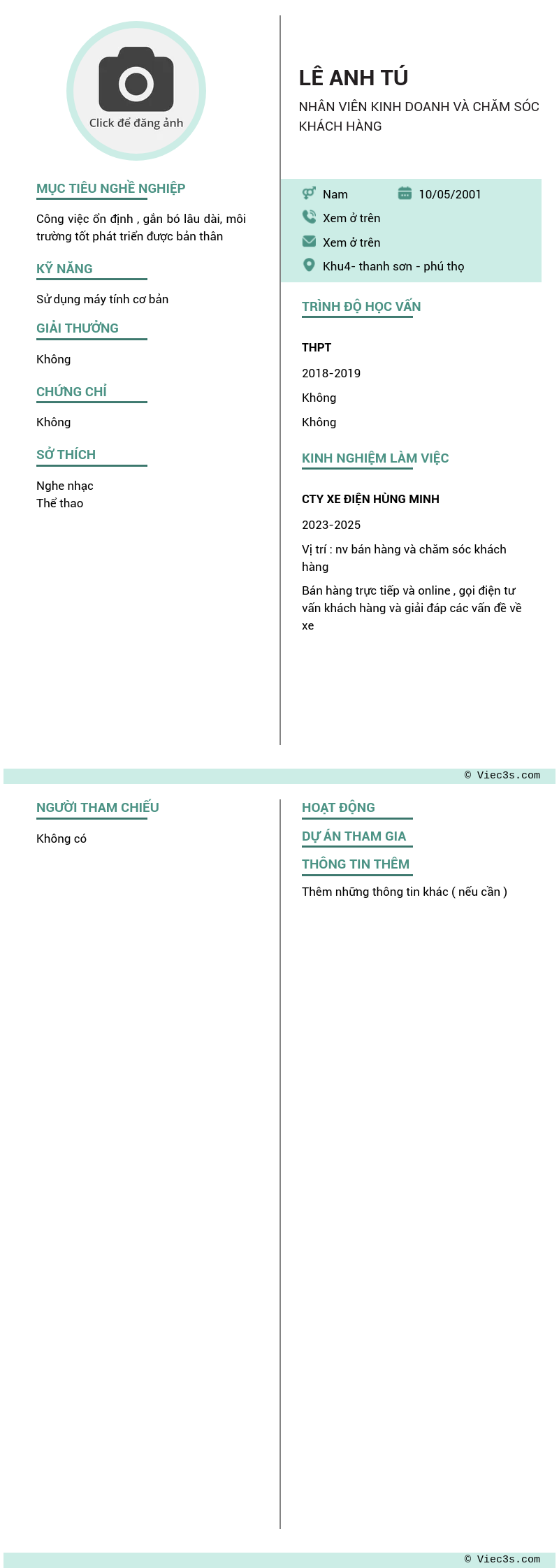 CV ứng viên