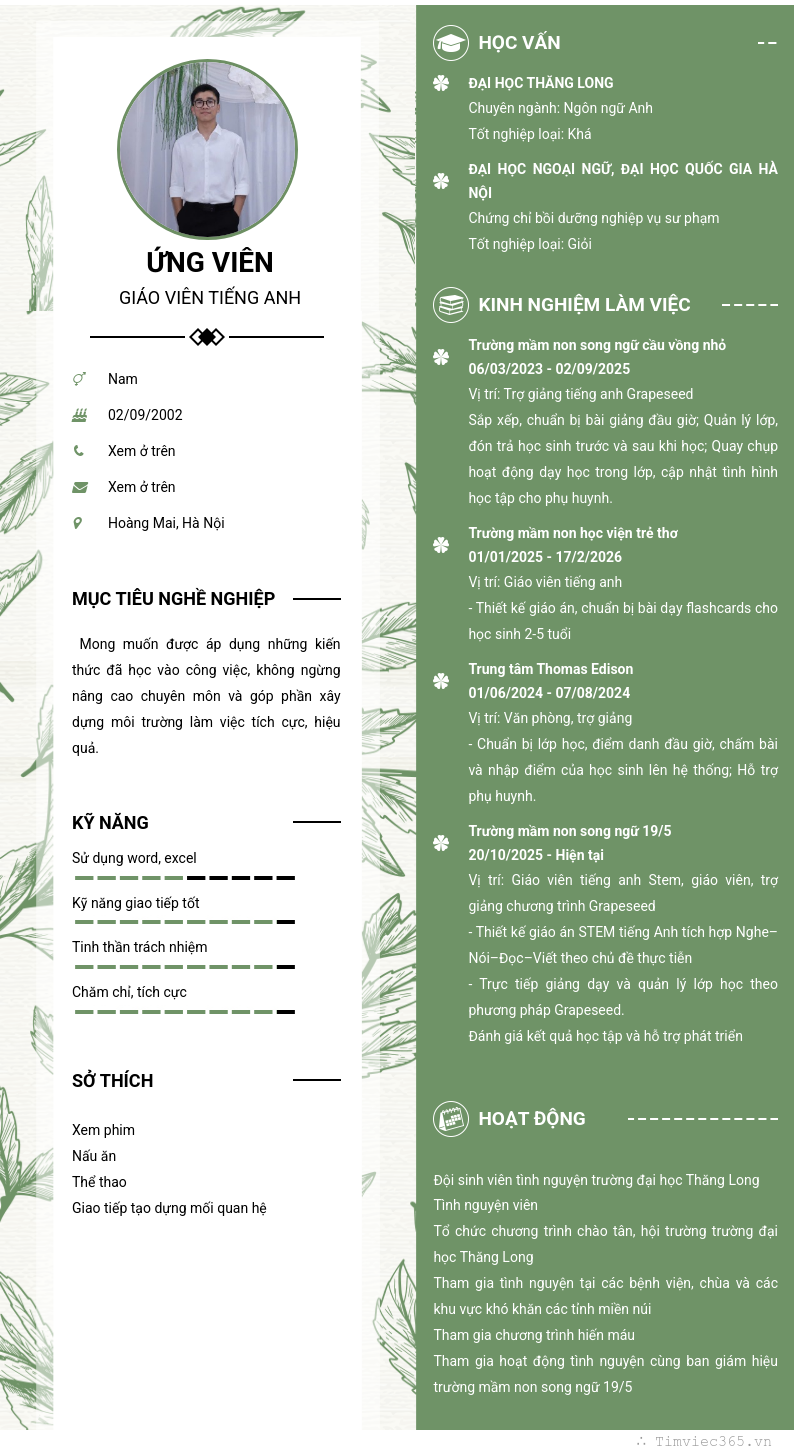CV ứng viên