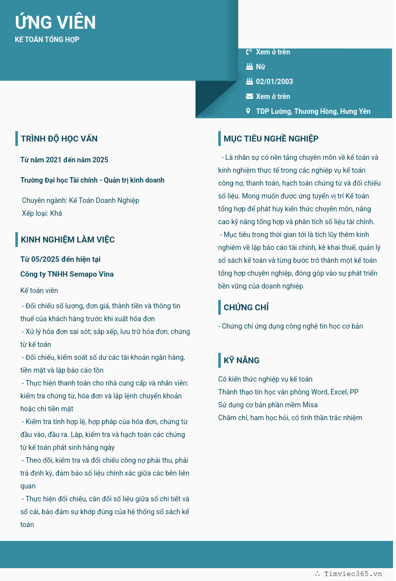 CV ứng viên