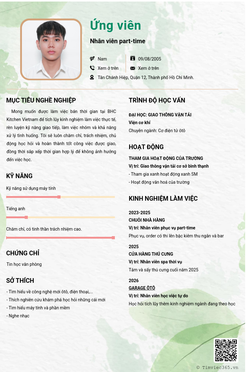 CV ứng viên