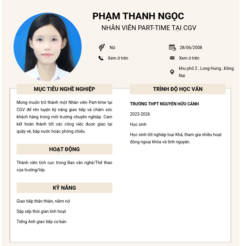 CV ứng viên